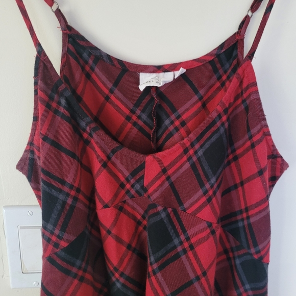 90s style red plaid spaghetti strap dress - Picture 3 of 9